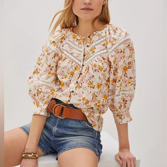 Anthropologie Tops - Anthropologie Harmony Lace Peasant Top